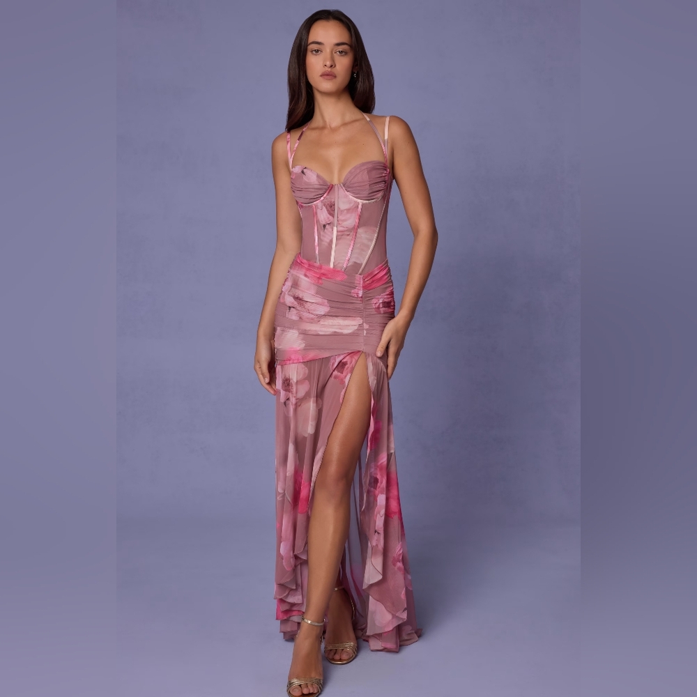 Pink and Purple Floral Maxi Dress